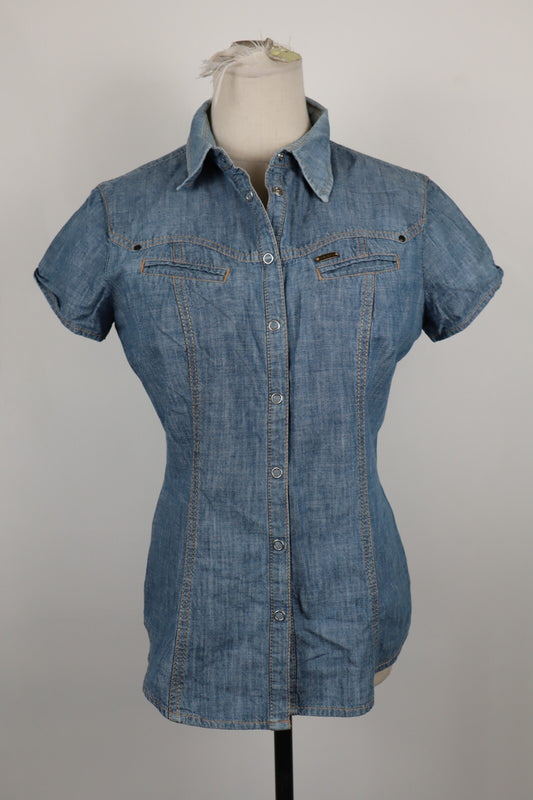 GAS JEANS CAMICIA DONNA TG. L WOMAN SHIRT CASUAL VINTAGE COTONE COTTON DENIM