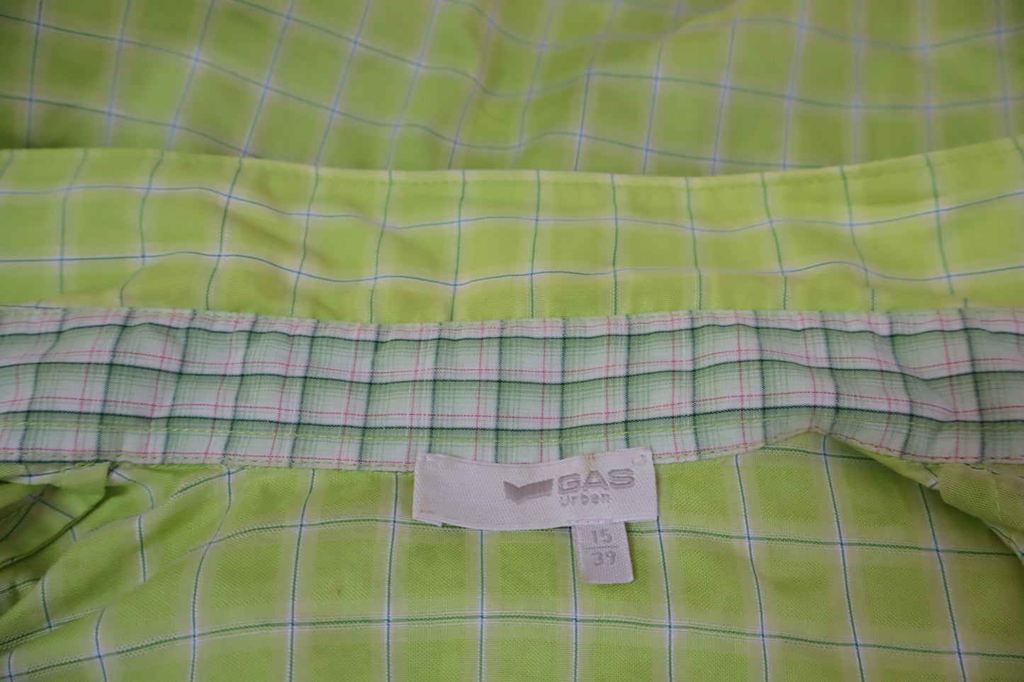 GAS CAMICIA UOMO TG. 15 37 MAN CASUAL VINTAGE MAN COTONE COTTON VERDE LOGO