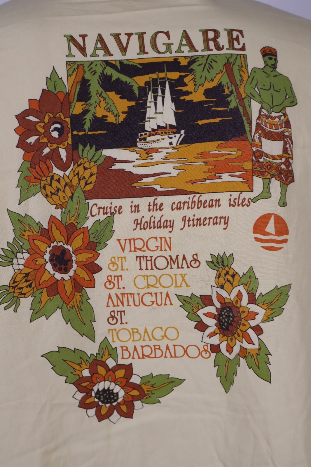 NAVIGARE CARIBBEAN ISLES CAMICIA UOMO COTONE TG. L  MAN CASUAL VINTAGE SHIRT