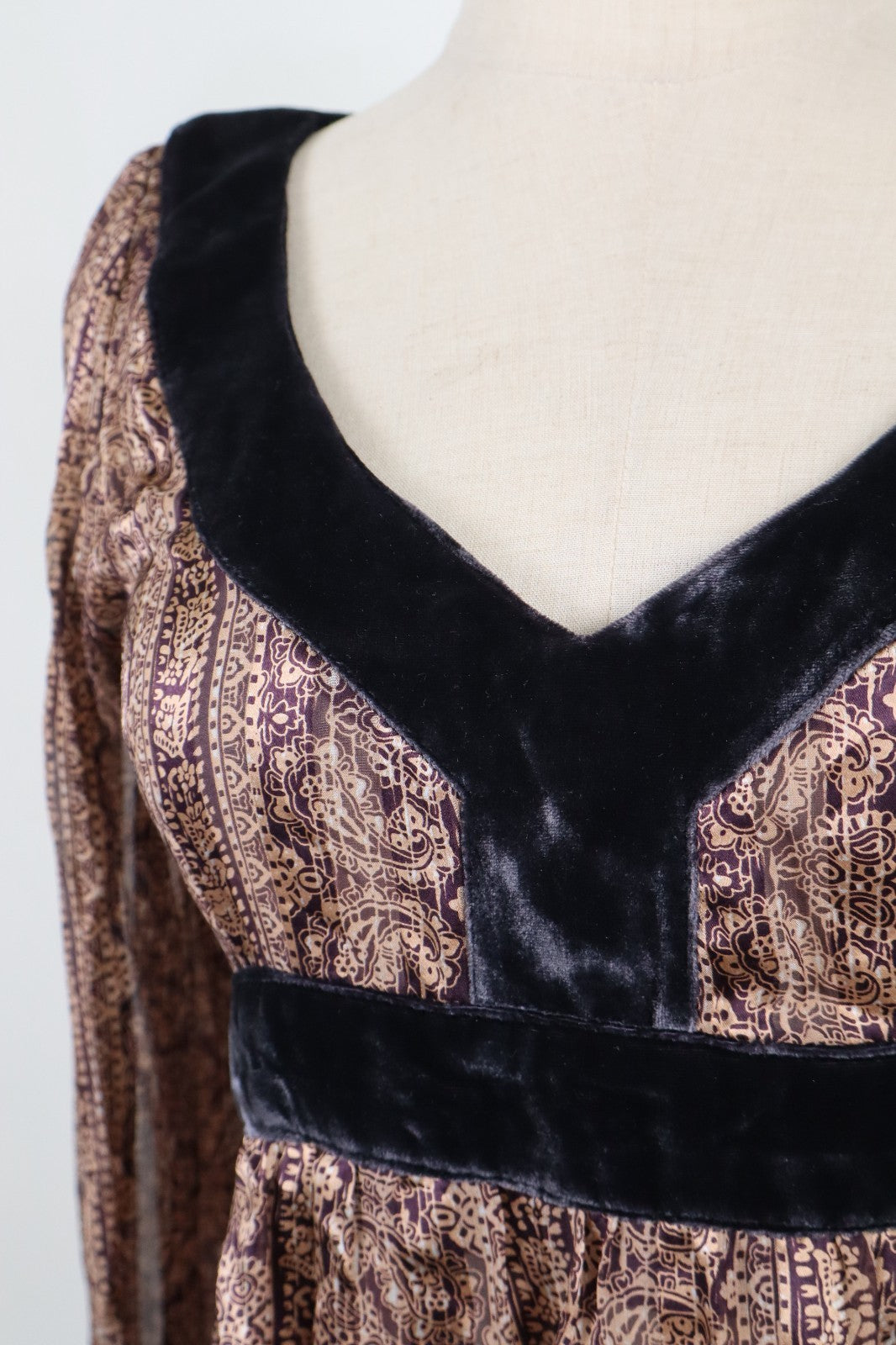 MAX & CO  VESTITO DONNA TG. 40 WOMAN CASUAL VINTAGE DRESS INSERTI VELLUTO