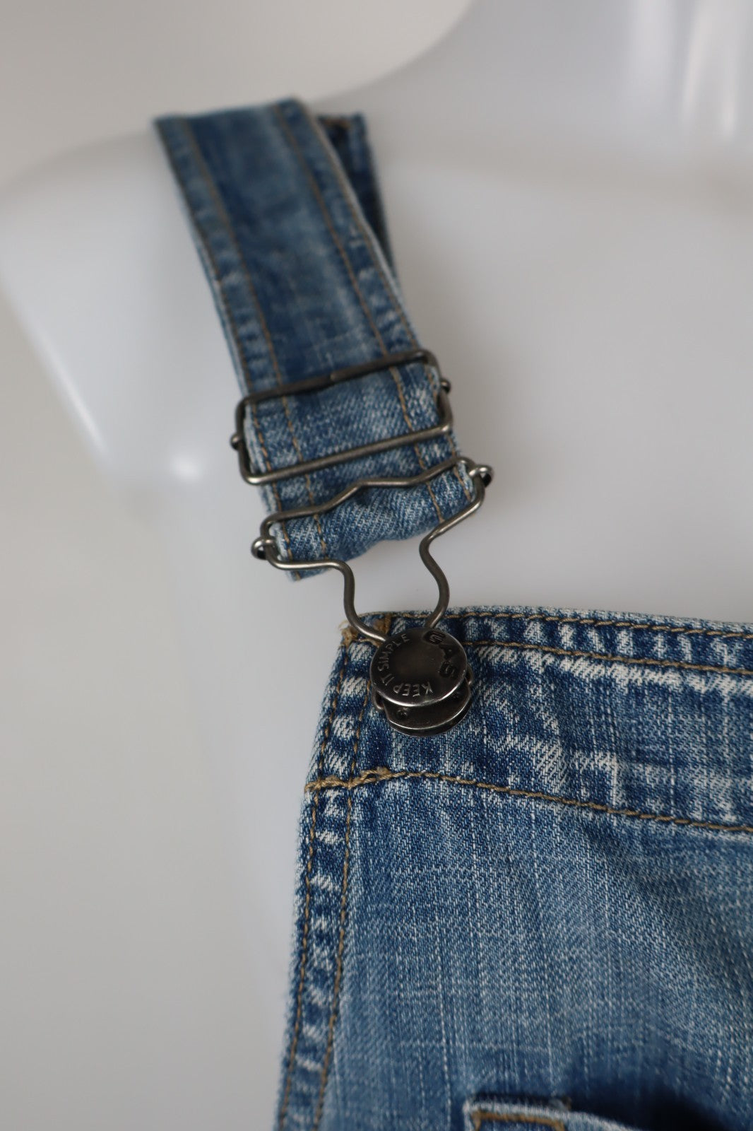 GAS JEANS COMPLETO DONNA PANTALONE TG 27 SALOPETTE ONE PIECE VINTAGE DENIM