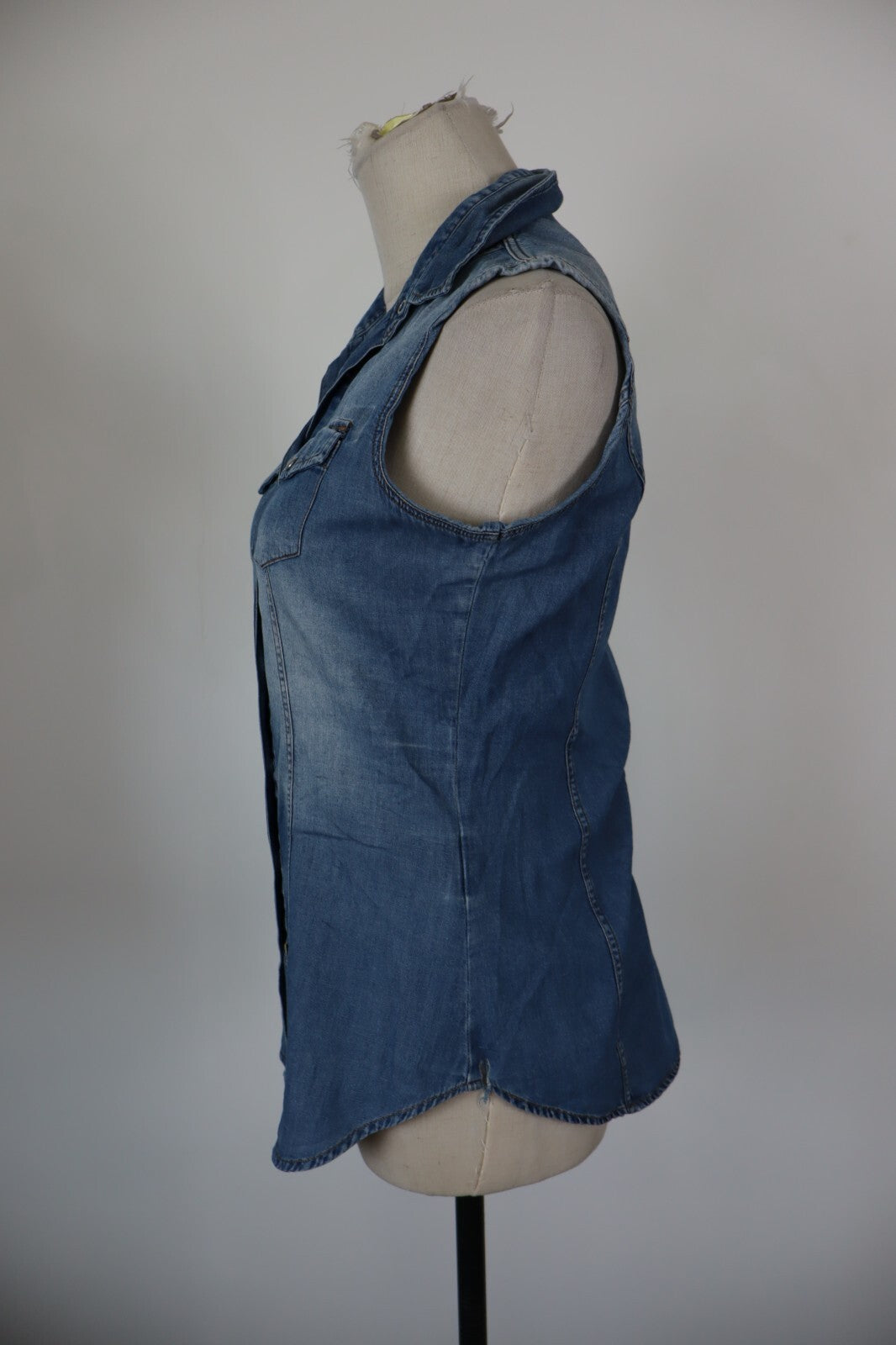 GAUDI JEANS CAMICIA SMANICATA DONNA  S WOMAN SHIRT CASUAL VINTAGE COTONE DENIM