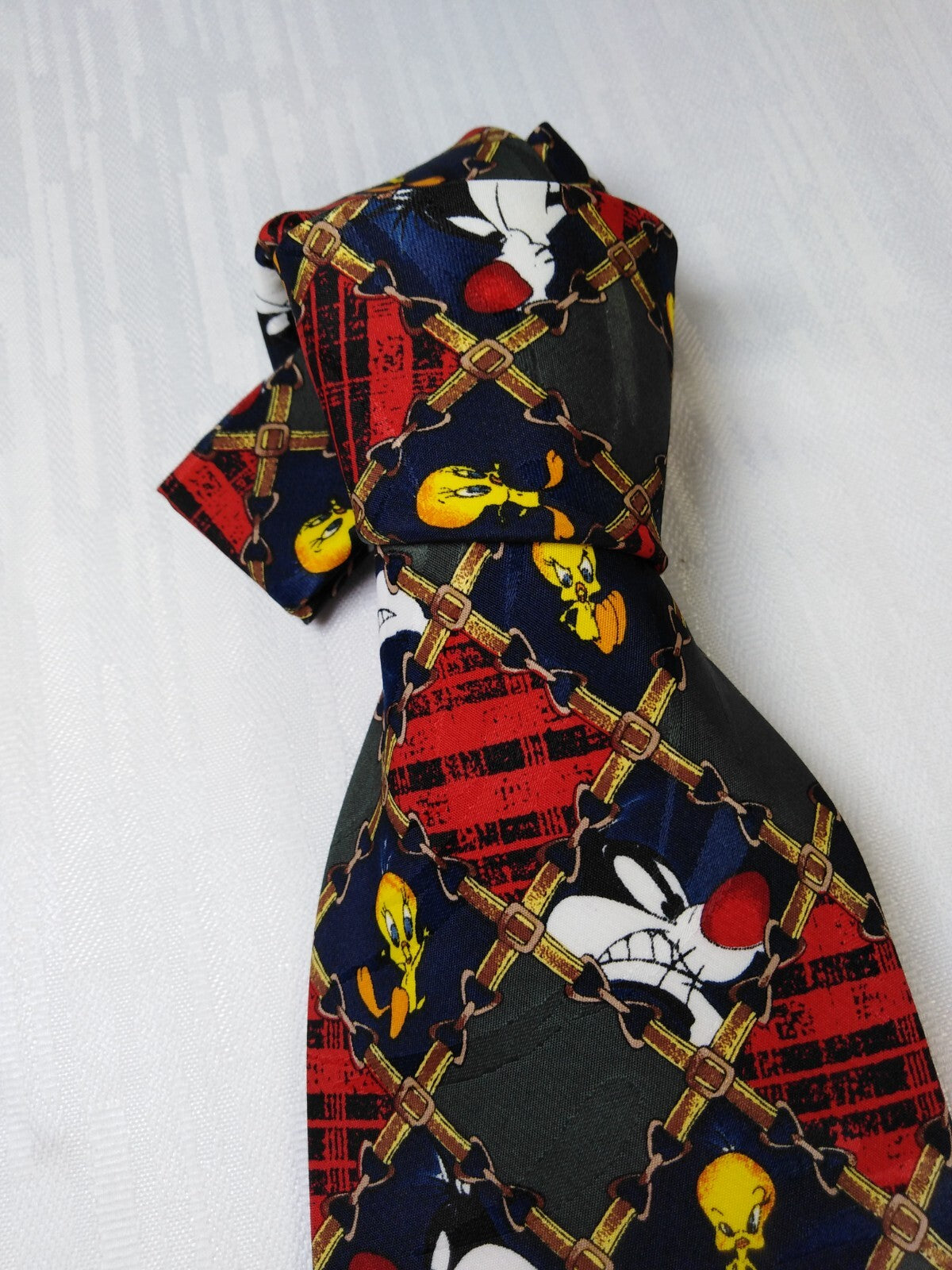 WARNER BROSS TIE CRAVATTA NECKTIE VINTAGE ITALY CLASSIC TWEETY SYLVESTER
