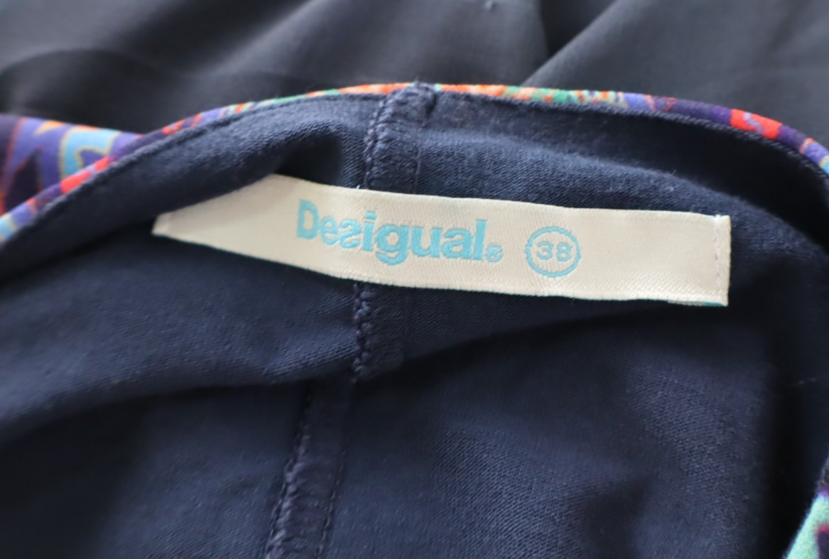 DESIGUAL VESTITO SMANICATO DONNA TG. 38 WOMAN CASUAL VINTAGE DRESS ABITO VELATO