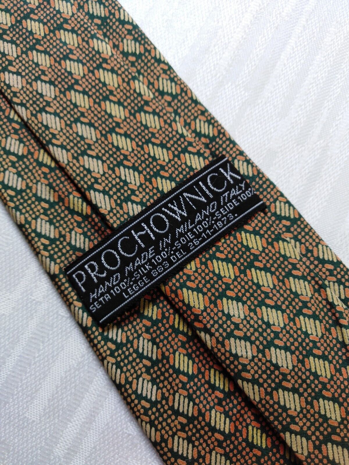 PROCHOWNICK 100% SILK TIE SETA CRAVATTA NECKTIE MADE IN ITALIA CLASSIC