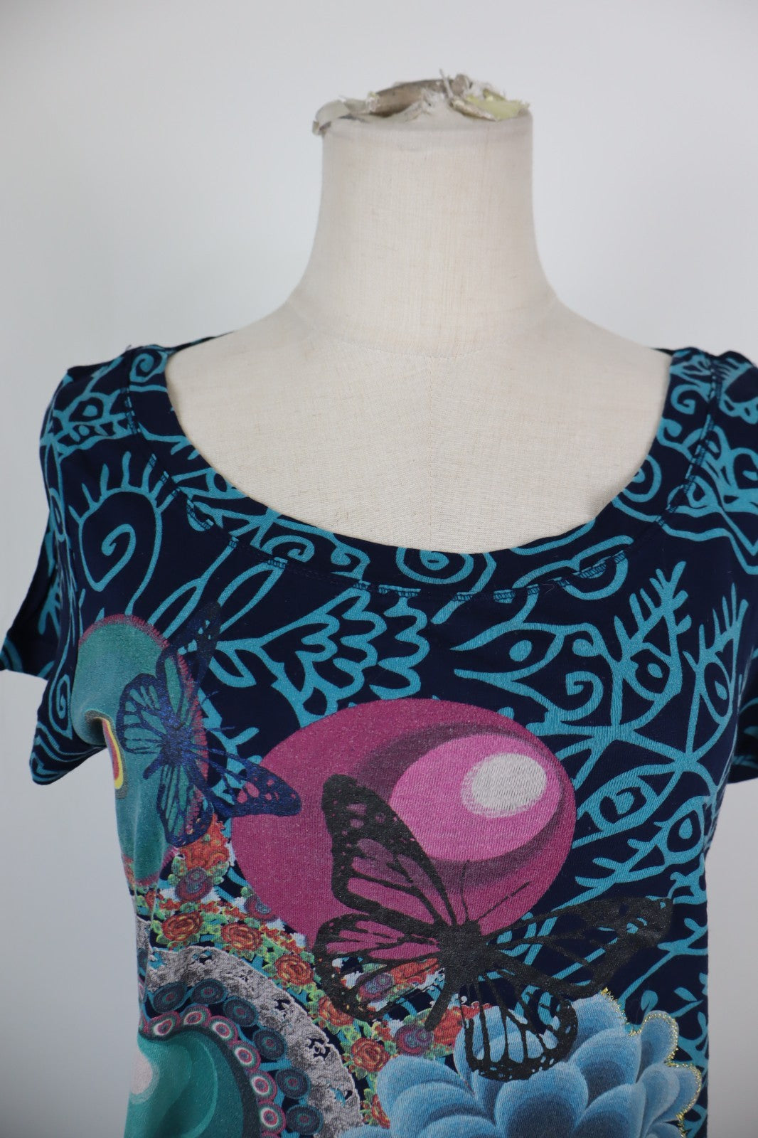 DESIGUAL VESTITO DONNA TG. XL WOMAN CASUAL VINTAGE DRESS ABITO VISCOSA