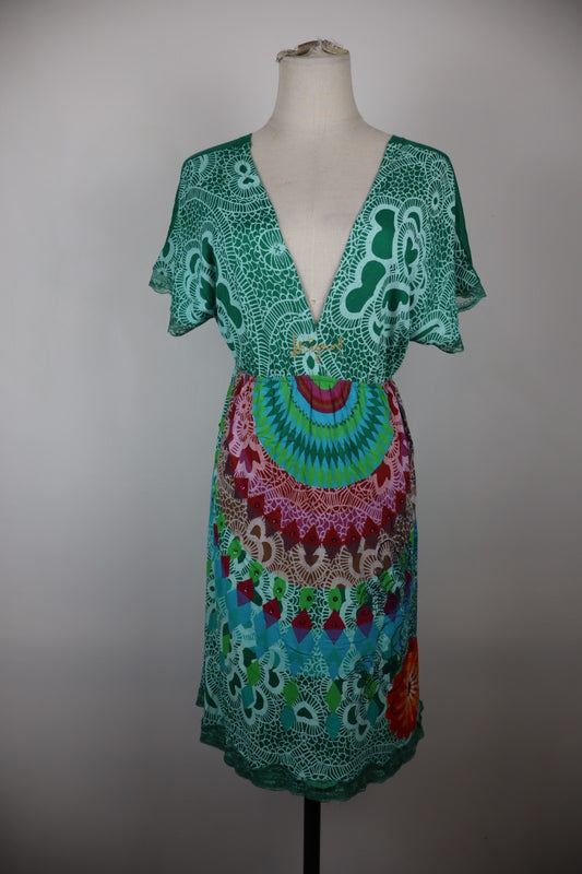 DESIGUAL  VESTITO ABITO DONNA S WOMAN CASUAL VINTAGE DRESS MANICA CORTA LOGO