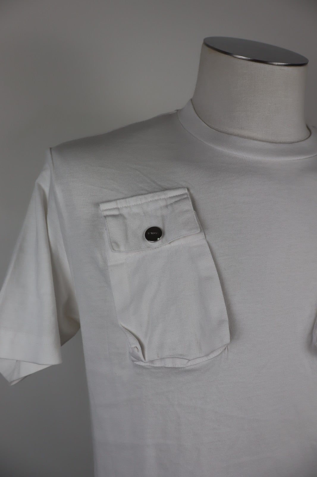 DIESEL MAGLIA UOMO TG M MAN T-SHIRT CASUAL VINTAGE COTONE COTTON BIANCO TASCHE