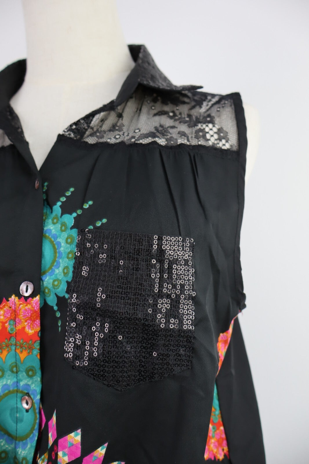 DESIGUAL CAMICIA SMANICATA DONNA TG. XL WOMAN SHIRT CASUAL VINTAGE