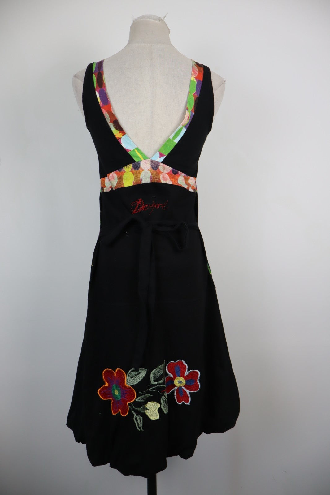 DESIGUAL VESTITO SMANICATO DONNA TG L WOMAN CASUAL VINTAGE DRESS ABITO COTONE