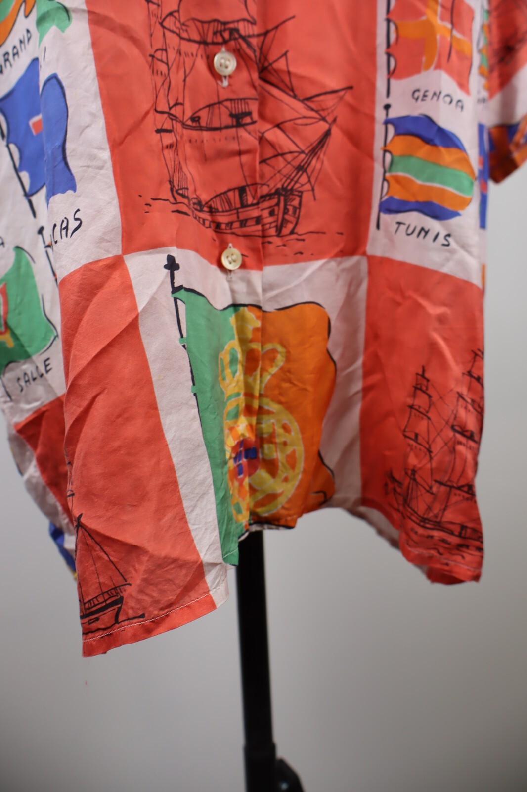 MARELLA CAMICIA DONNA TG. 42 WOMAN SHIRT CASUAL VINTAGE SETA SILK BANDIERE FLAGS