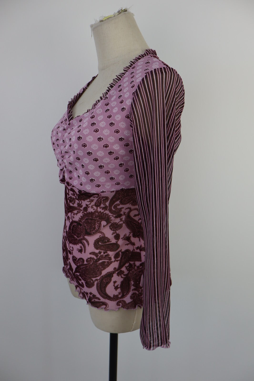 MAGLIA DONNA TG L WOMAN T-SHIRT FUNKY FAIR CHIFFON TRASPARENTE VINTAGE Y2K 00'S