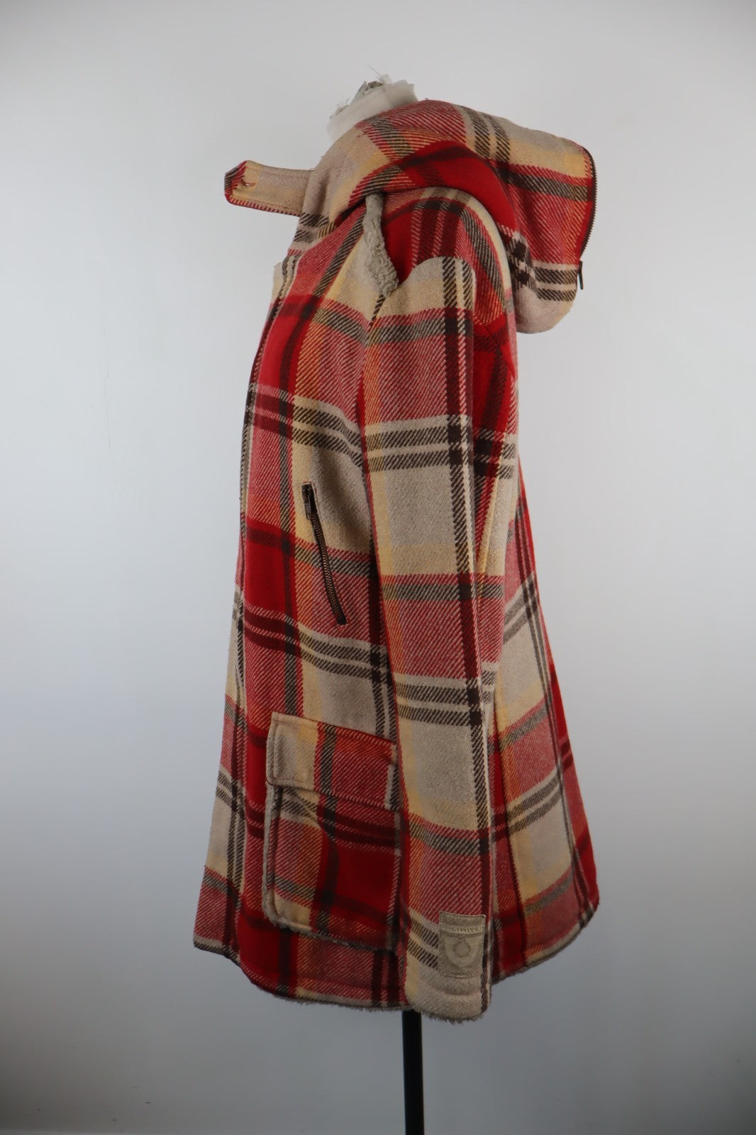 UNLIMITED CAPPOTTO LANA WOOL GIACCA DONNA TG S WOMAN COAT VINTAGE TARTAN