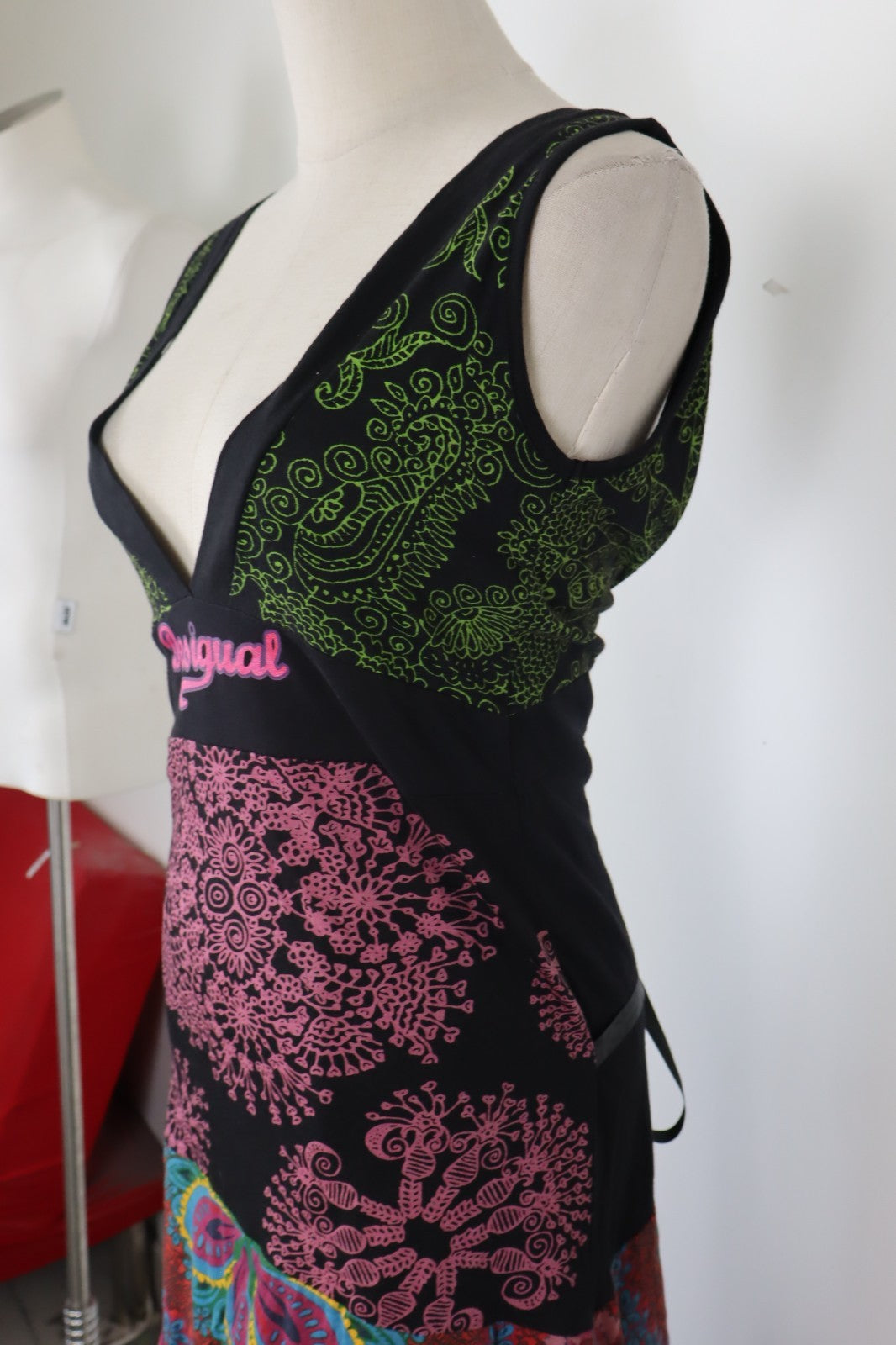 DESIGUAL VESTITO DONNA TG. M WOMAN CASUAL VINTAGE DRESS COTONE