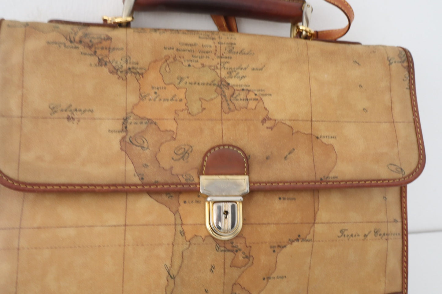 ALVIERO MARTINI BORSA DONNA SHOULDER BAG ITALY  VINTAGE PELLE PORTA LAPTOP GEO