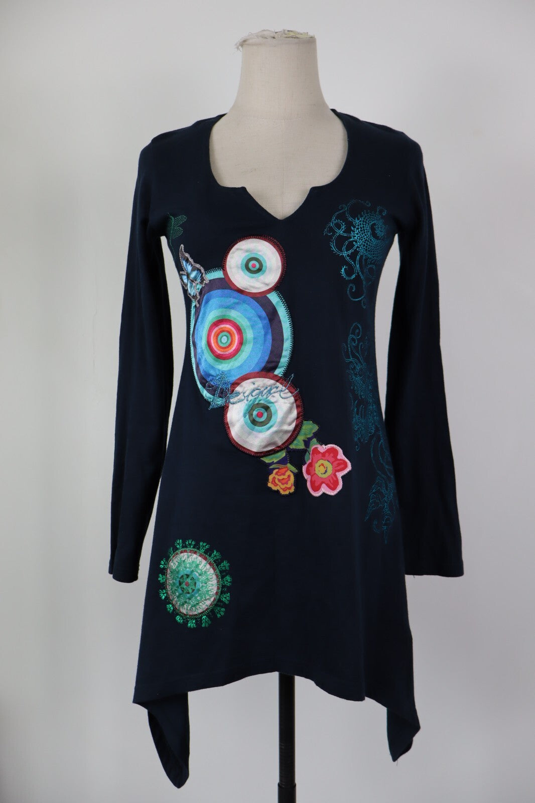 DESIGUAL VESTITO ABITO DONNA TG. XS WOMAN CASUAL VINTAGE DRESS COTONE