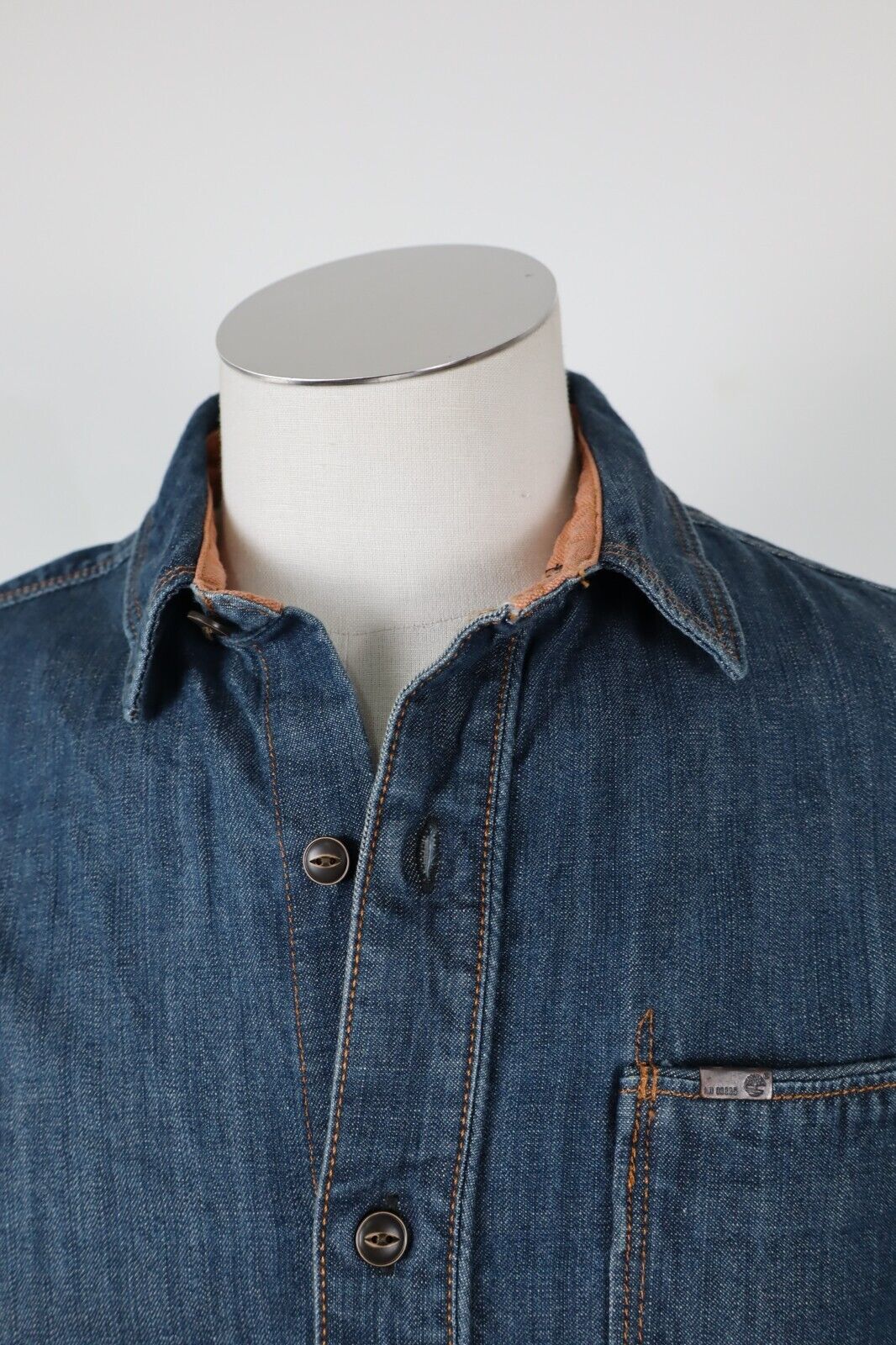 TIMBERLAND CAMICIA UOMO TG. S MAN CASUAL VINTAGE SHIRT COTONE JEANS DENIM