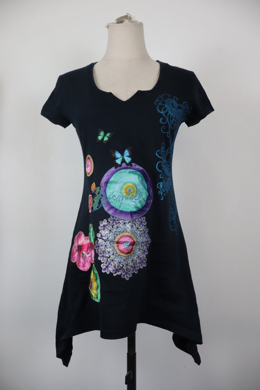 DESIGUAL VESTITO DONNA TG. M WOMAN CASUAL VINTAGE DRESS COTONE