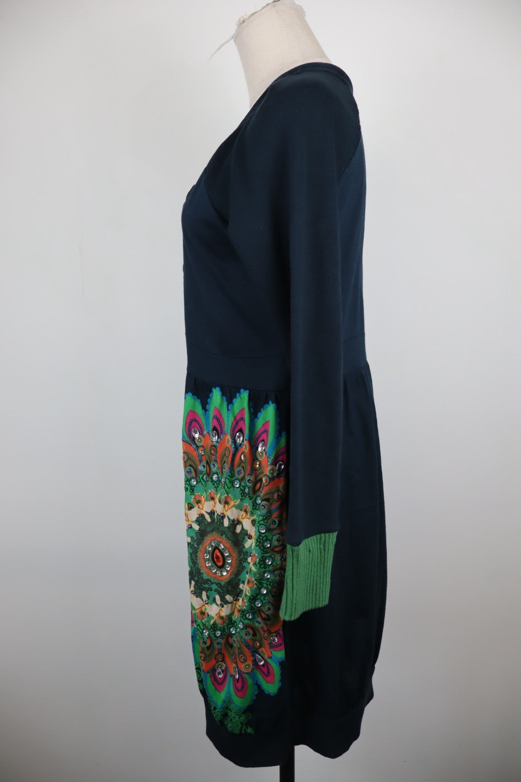 DESIGUAL VESTITO ABITO MANICHE LUNGHE DONNA TG. XL WOMAN CASUAL VINTAGE DRESS