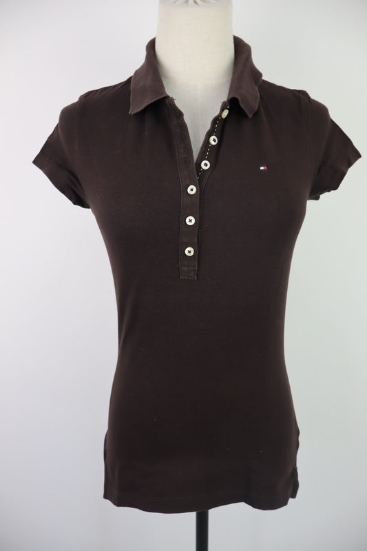 TOMMY HILFIGER POLO MAGLIA DONNA COTONE TG XS WOMAN SHIRT CASUAL VINTAGE
