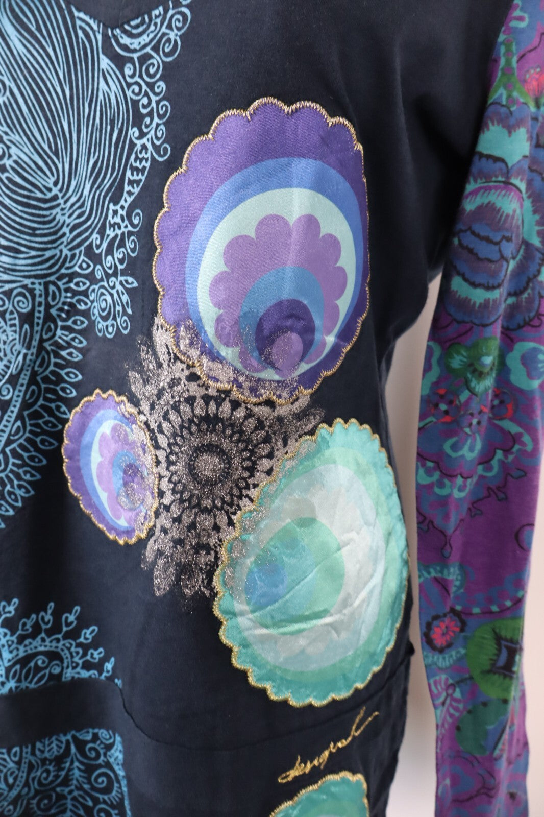 DESIGUAL MAGLIA DONNA TG. XL WOMAN CASUAL VINTAGE T-SHIRT TOP COTONE