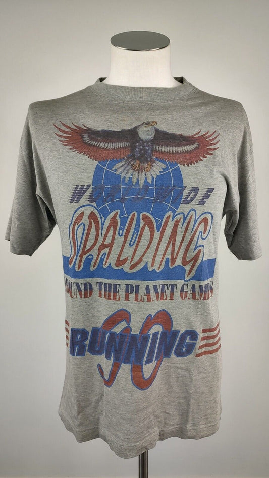 SPALDING USA MAGLIA UOMO TG M MAN T-SHIRT CASUAL VINTAGE COTONE