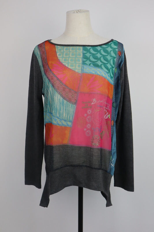 DESIGUAL MAGLIA DONNA TG. L WOMAN T-SHIRT CASUAL VINTAGE COTONE