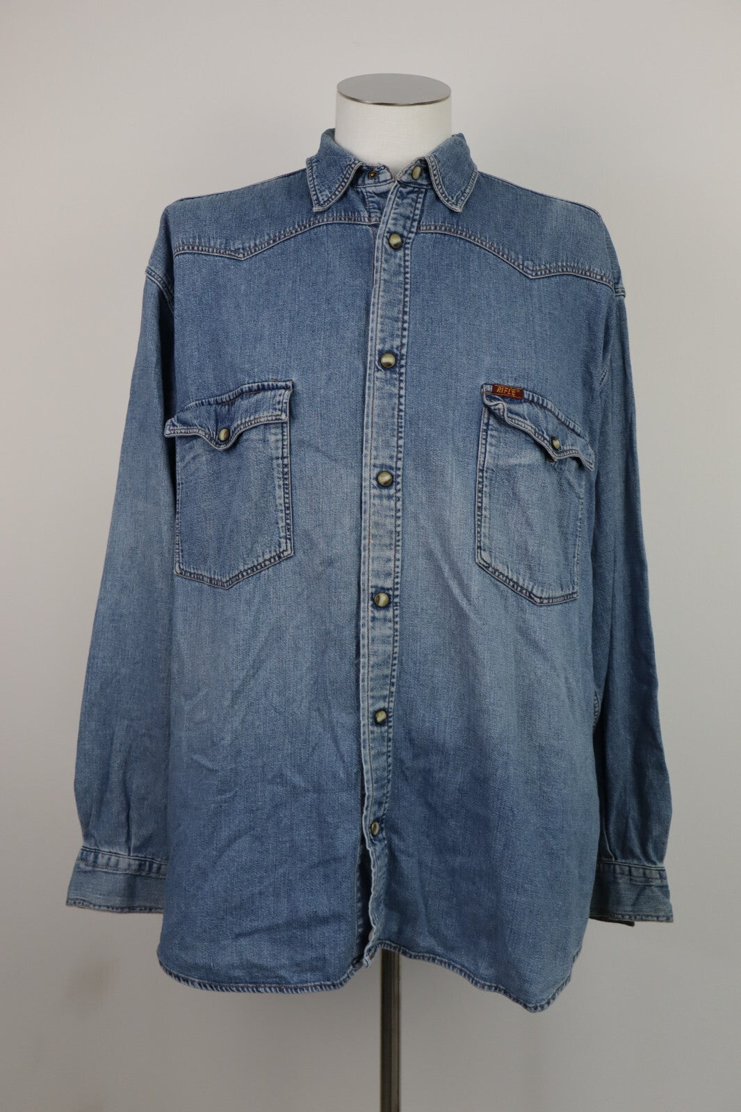 RIFLE CAMICIA JEANS UOMO TG. XL REGULAR  MAN CASUAL VINTAGE SHIRT COTONE DENIM