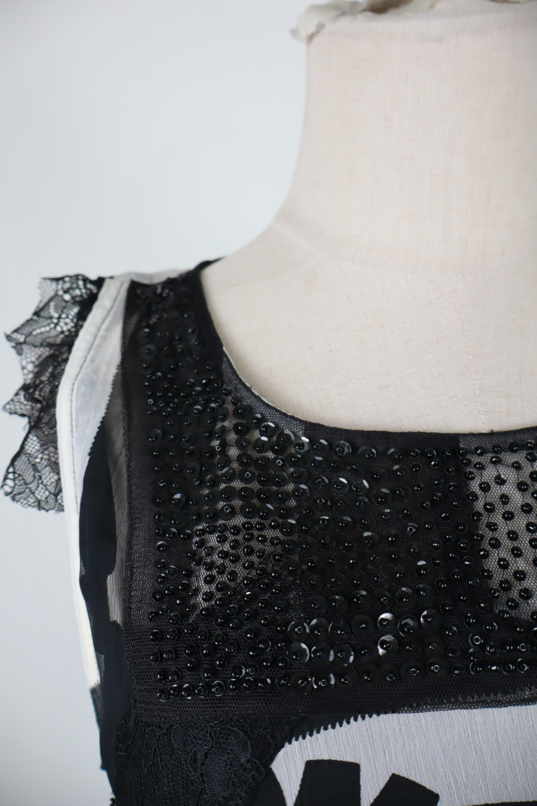 DESIGUAL  VESTITO ABITO DONNA TG.  42 WOMAN CASUAL VINTAGE DRESS BLACK AND WHITE