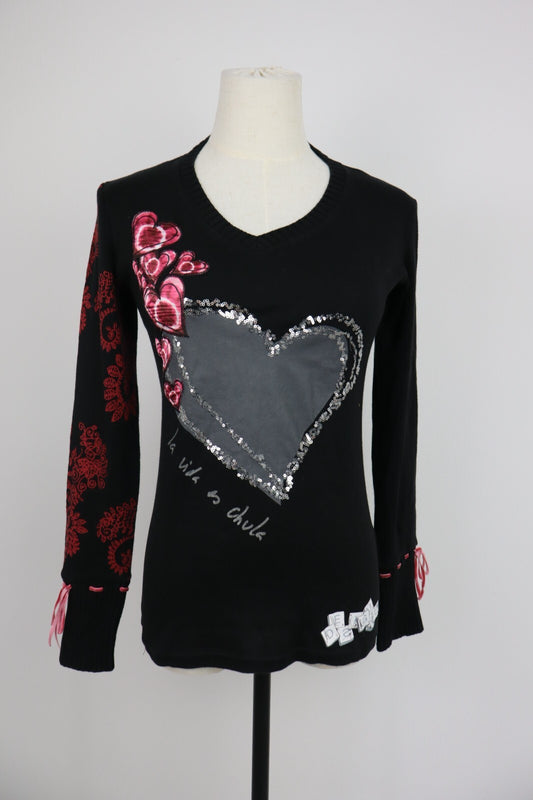 DESIGUAL MAGLIA DONNA TG. S WOMAN T-SHIRT CASUAL VINTAGE COTONE