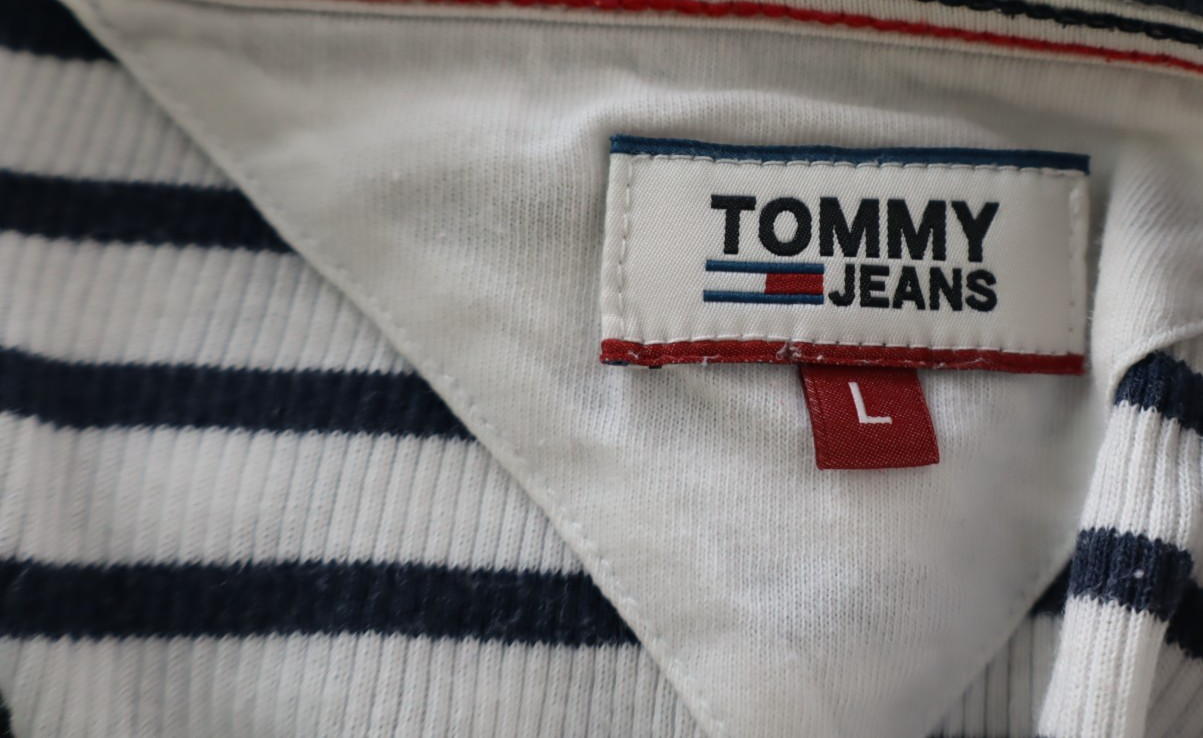 TOMMY JEANS HILFIGER MAGLIA COTONE DONNA L WOMAN CASUAL VINTAGE T-SHIRT A RIGHE