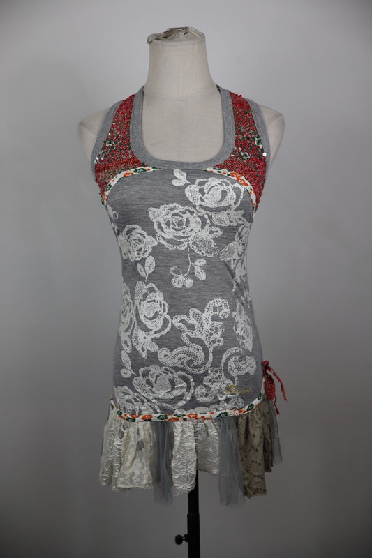 DESIGUAL VESTITO ABITO SMANICATO DONNA TG S WOMAN CASUAL VINTAGE DRESS LOGO
