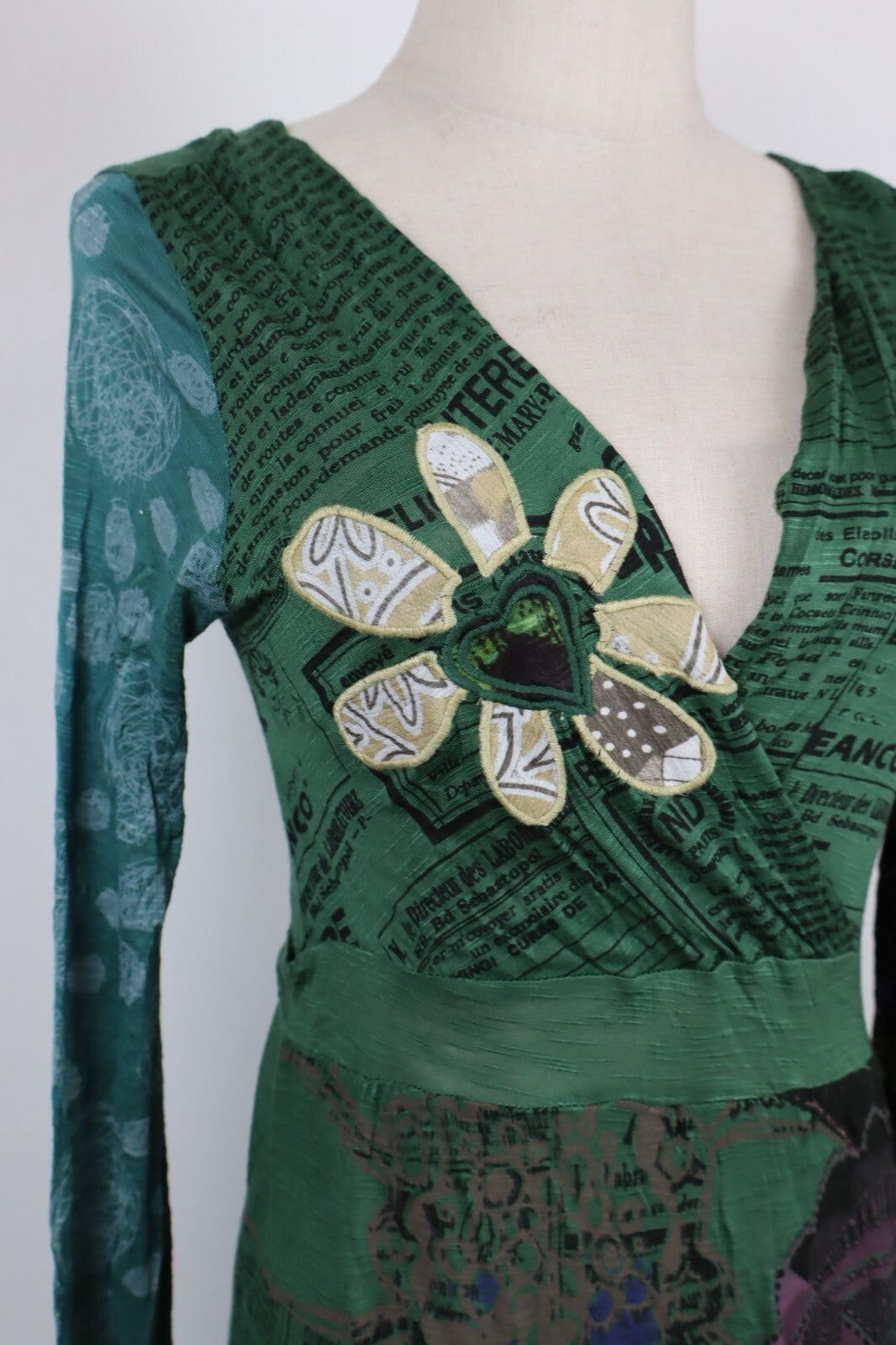 DESIGUAL VESTITO MANICHE LUNGHE DONNA TG. XS WOMAN CASUAL VINTAGE DRESS ABITO