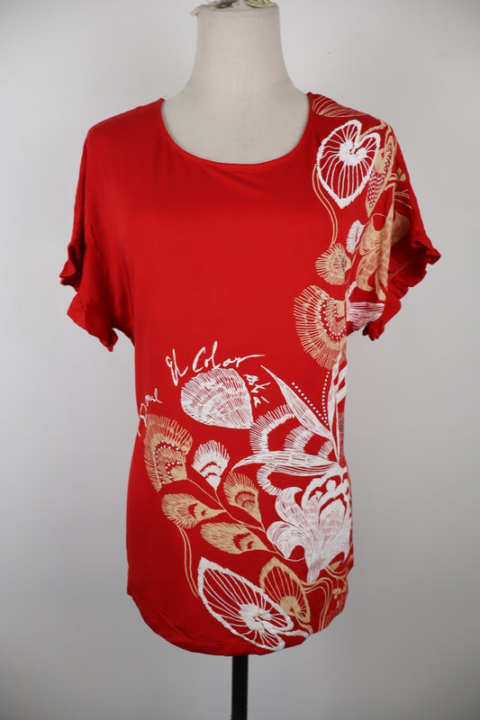 DESIGUAL MAGLIA MANICA CORTA DONNA TG. M WOMAN T-SHIRT CASUAL VINTAGE FLOREALE