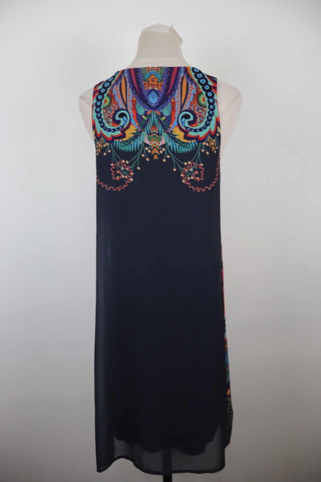 DESIGUAL VESTITO SMANICATO DONNA TG. 38 WOMAN CASUAL VINTAGE DRESS ABITO VELATO