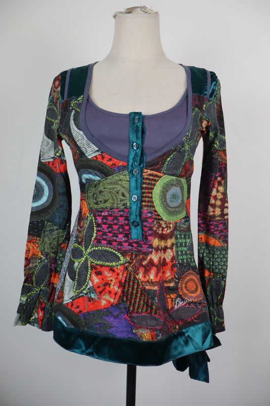DESIGUAL MAGLIA DONNA TG. XS WOMAN CASUAL VINTAGE T-SHIRT COTONE