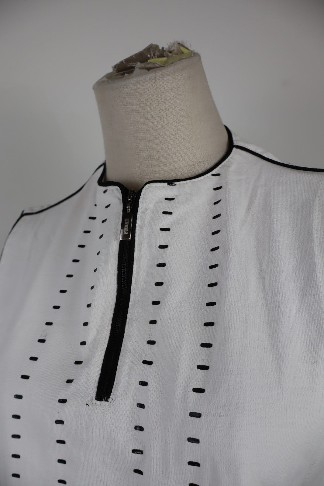 FERRE MAGLIA SMANICATA ZIP DONNA TG. M WOMAN CASUAL VINTAGE T-SHIRT TOP COTONE