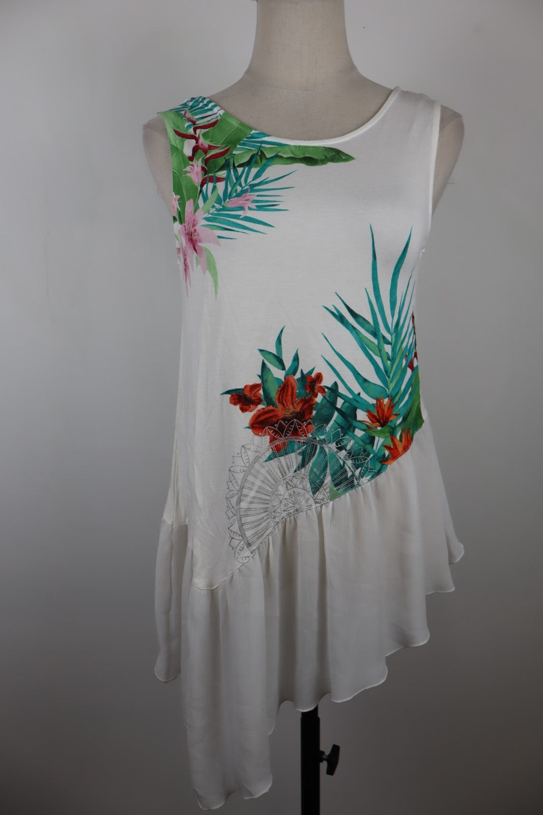 DESIGUAL MAGLIA SMANICATA TOP DONNA TG S WOMAN CASUAL VINTAGE T-SHIRT COTONE