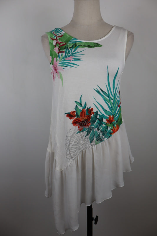 DESIGUAL MAGLIA SMANICATA TOP DONNA TG S WOMAN CASUAL VINTAGE T-SHIRT COTONE