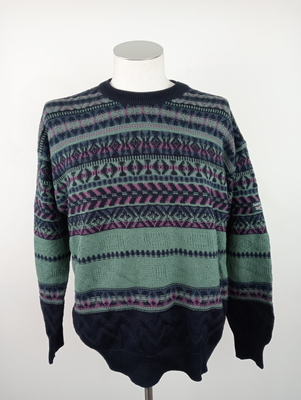 NAVIGARE MAGLIONE LANA WOOL VINTAGE UOMO Tg. L MAN SWEATER CASUAL MADE ITALY