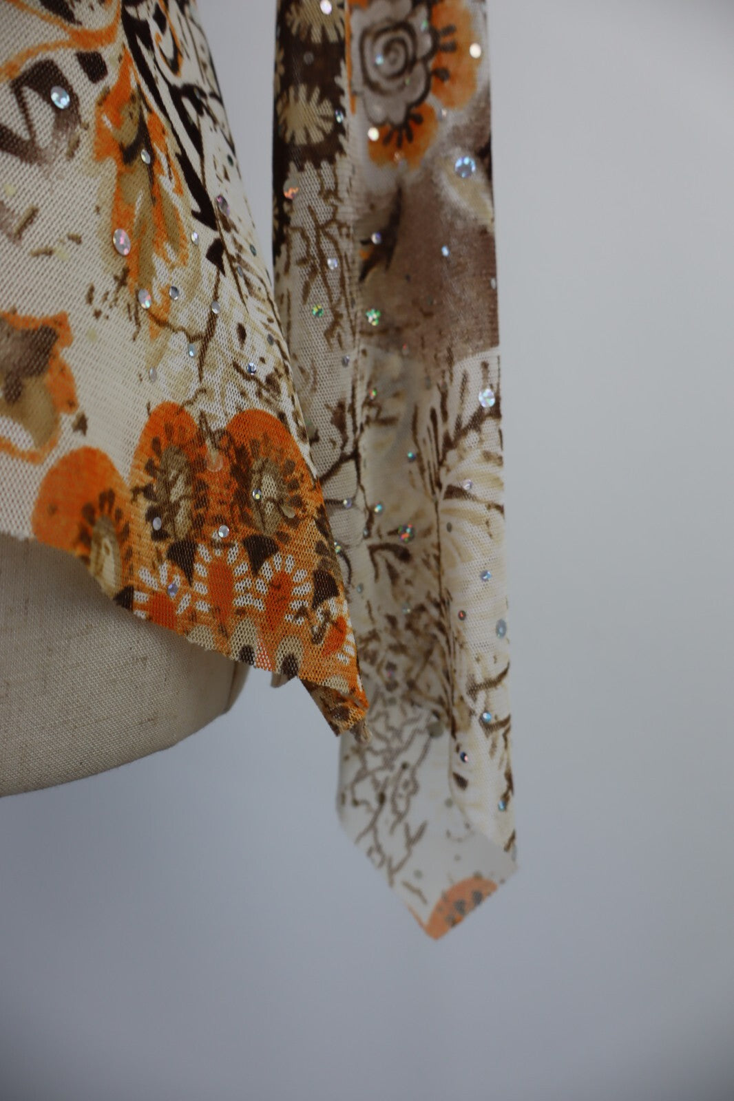 MAGLIA DONNA TG M WOMAN T-SHIRT FUNKY CHIC CHIFFON PAILLETTES VINTAGE Y2K 2000'S