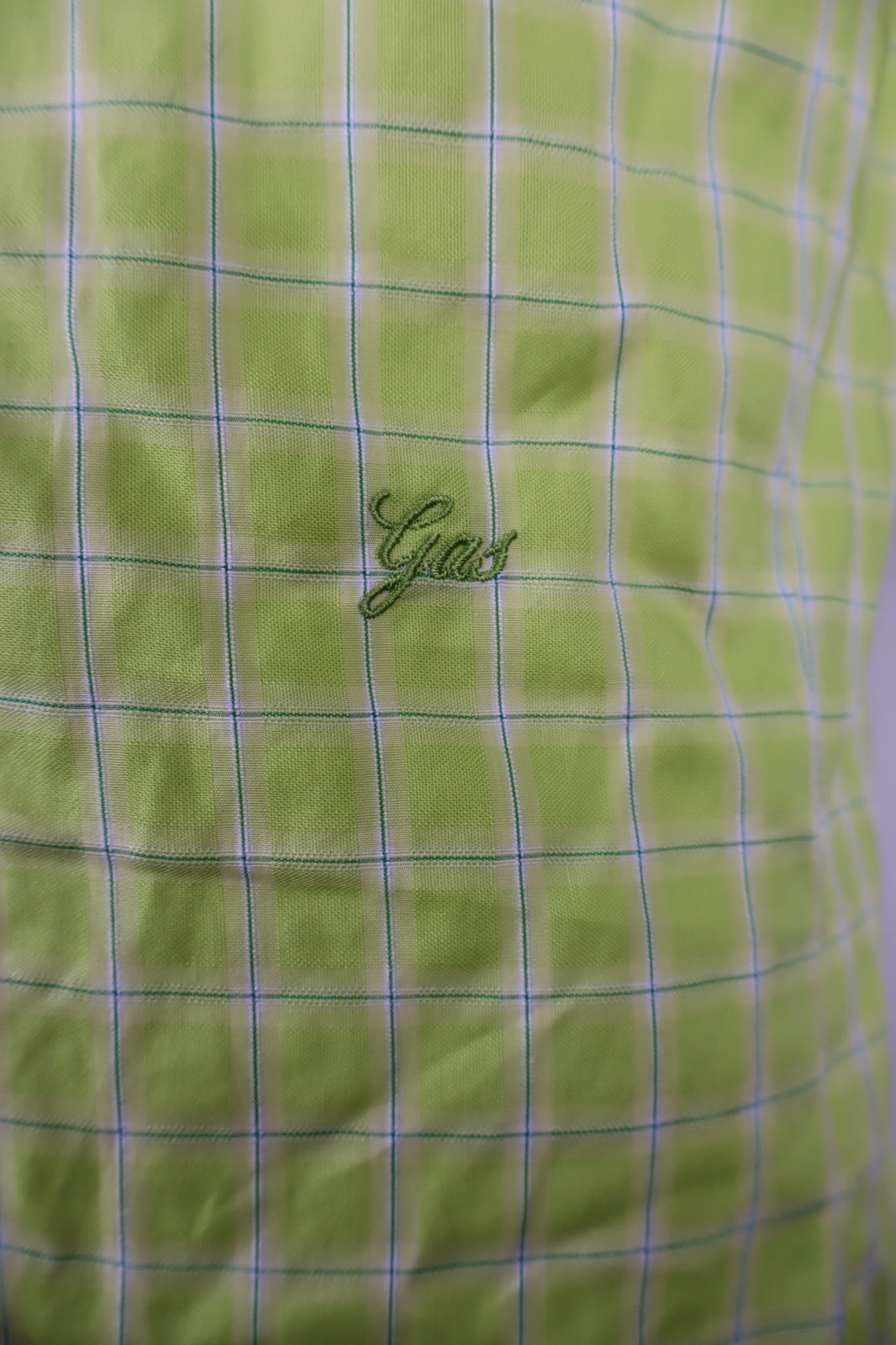 GAS CAMICIA UOMO TG. 15 37 MAN CASUAL VINTAGE MAN COTONE COTTON VERDE LOGO