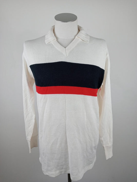 MAGLIA CALCIO N 5 LANA WOOL POLIESTERE UOMO Tg M SOCCER JERSEY VINTAGE SPORT