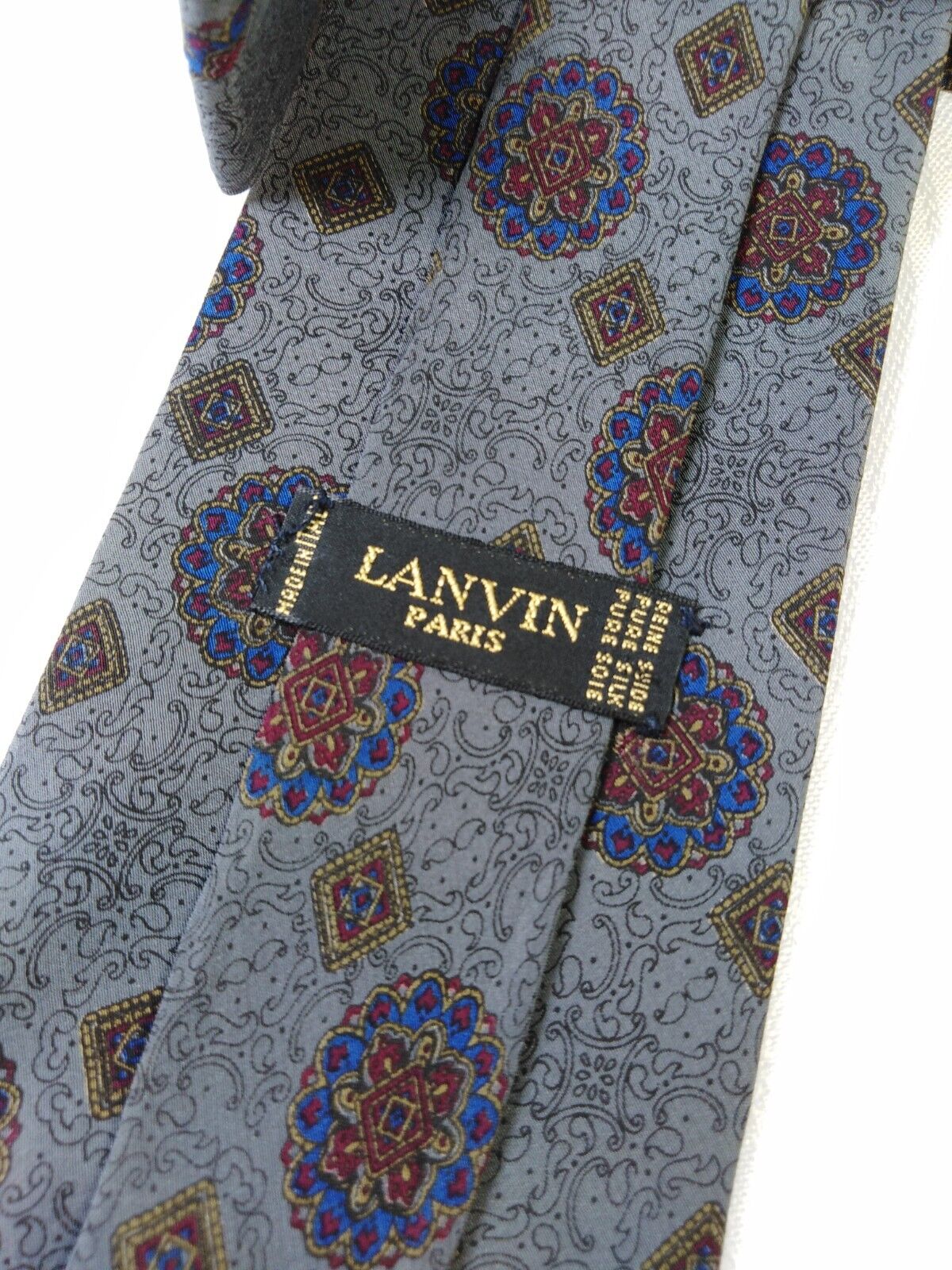 LANVIN PARIS 100% SETA SILK TIE CRAVATTA NECKTIE MADE ITALY VINTAGE CLASSIC