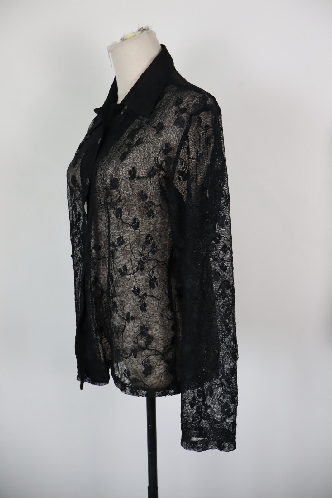 NARA CAMICIA DONNA TG. V 5 WOMAN SHIRT CASUAL VINTAGE Y2K TRASPARENTE FLOREALE