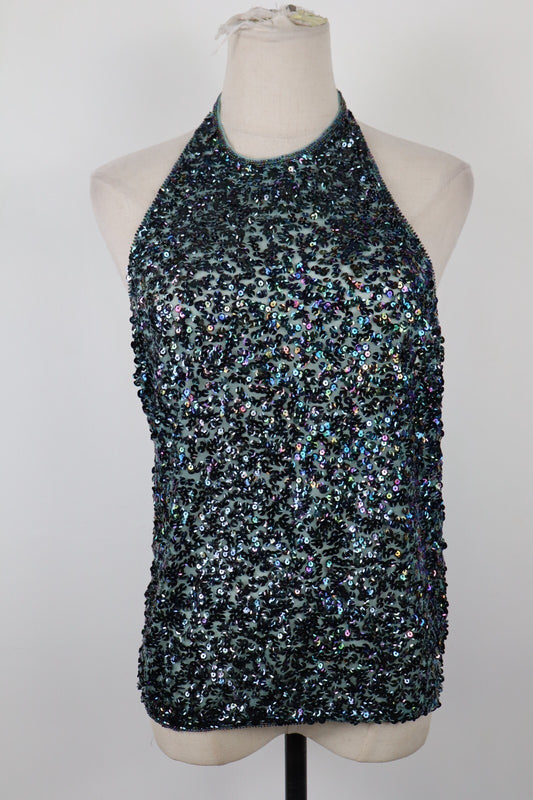 MAX&CO MAGLIA TOP DONNA TG. L WOMAN CASUAL VINTAGE TOP T-SHIRT PAILLETTES