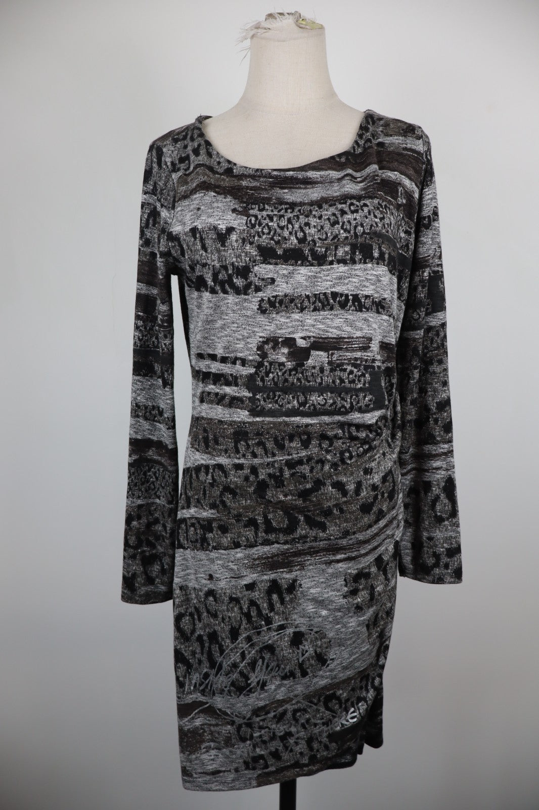 DESIGUAL VESTITO ABITO MANICHE LUNGHE DONNA TG. L WOMAN CASUAL VINTAGE DRESS