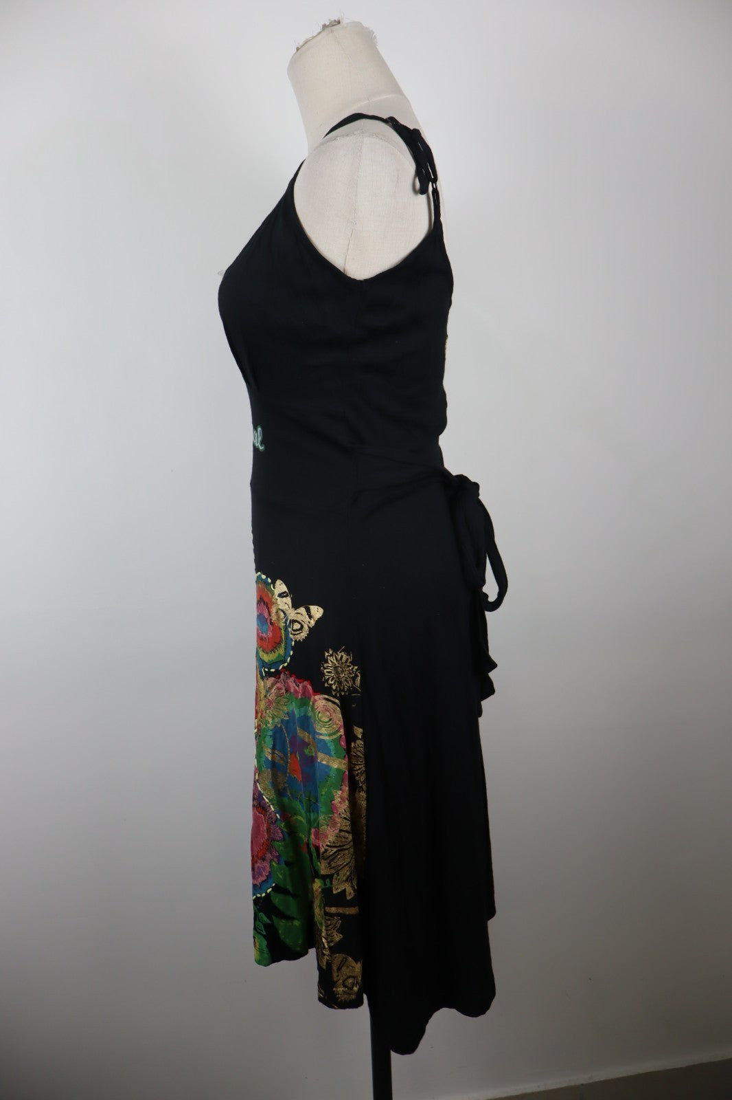 DESIGUAL VESTITO ABITO A BRETELLE DONNA TG L WOMAN CASUAL VINTAGE DRESS FLOREALE