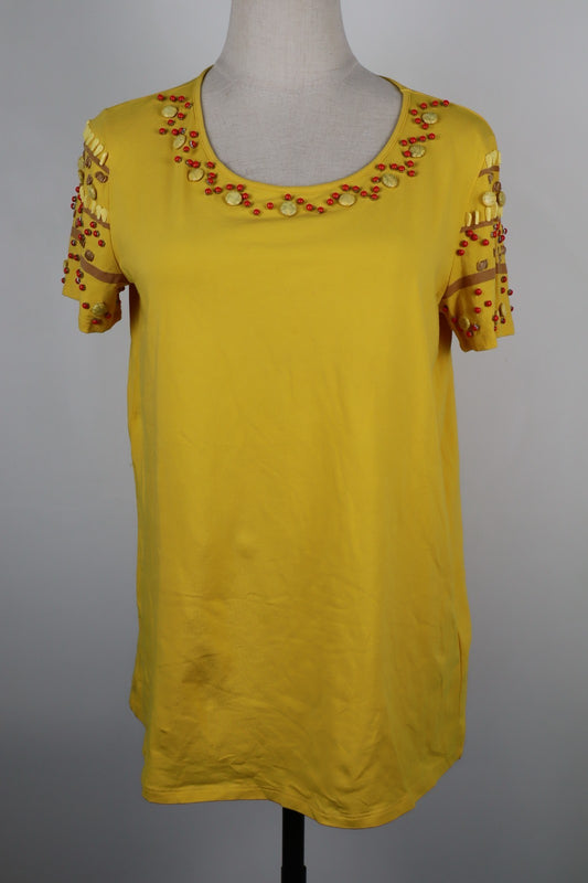 MAX MARA MAGLIA TOP DONNA TG.M WOMAN CASUAL VINTAGE T-SHIRT DECORATA CON PIETRE