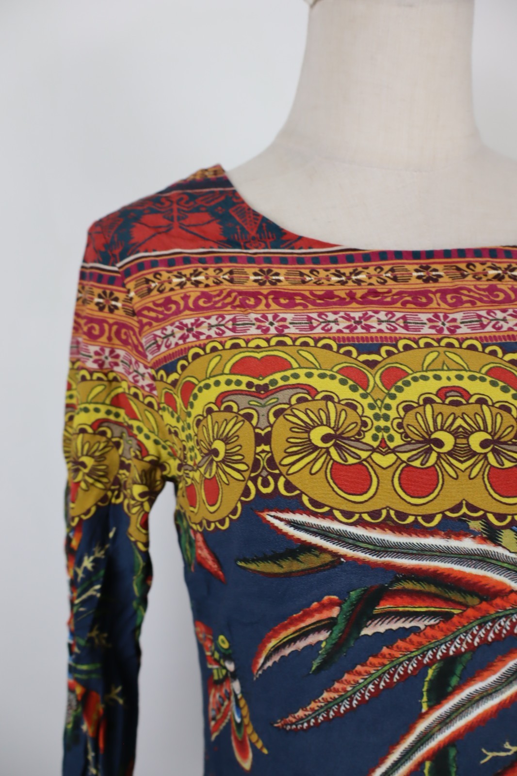 DESIGUAL VESTITO ABITO MANICA A 3/4 DONNA TG. 38  WOMAN CASUAL VINTAGE DRESS LOG